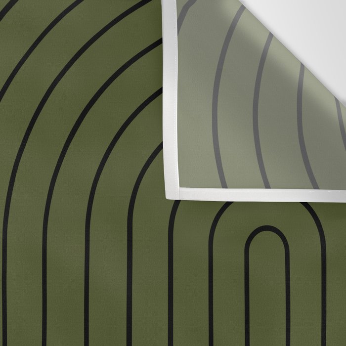 Minimal Line Curvature XVIII Dark Green Mid Century Modern Arch Abstract Wall Tapestry Gallery Image 3
