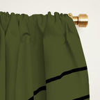 Minimal Line Curvature XVIII Dark Green Mid Century Modern Arch Abstract Window Curtain Gallery Image 2