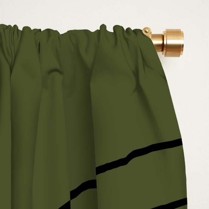 Minimal Line Curvature XVIII Dark Green Mid Century Modern Arch Abstract Window Curtain Gallery Image 2