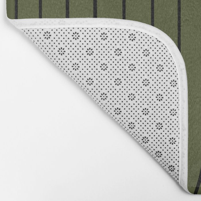 Minimal Line Curvature XVIII Dark Green Mid Century Modern Arch Abstract Bath Mat Gallery Image 2