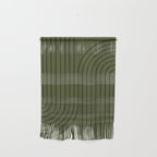 Minimal Line Curvature XVIII Dark Green Mid Century Modern Arch Abstract Wall Hanging Gallery Image 1