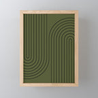 Minimal Line Curvature XVIII Dark Green Mid Century Modern Arch Abstract Mini Art Print Gallery Image 1