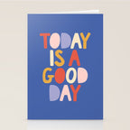 Today is a Good Day in blue red peach pink and mustard yellow Stationery Card Gallery Image 2