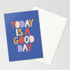 Today is a Good Day in blue red peach pink and mustard yellow Stationery Card Gallery Image 2