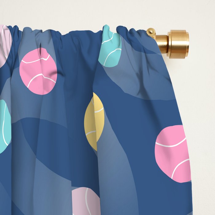 Colorful pastel tennis balls over blue background pattern Window Curtain Gallery Image 2