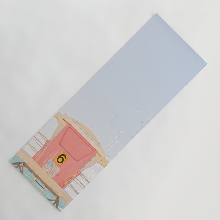 Beach Photography | Pink Lifeguard Tower. No. 6 | California  Yoga Mat Gallery Image 1