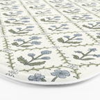 Lattice Block Print Floral - Blue Green Bath Mat Gallery Image 3