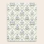 Lattice Block Print Floral - Blue Green Notebook Gallery Image 4