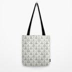 Lattice Block Print Floral - Blue Green Tote Bag Gallery Image 2