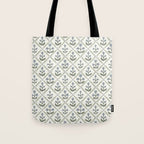 Lattice Block Print Floral - Blue Green Tote Bag Gallery Image 1