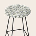 Lattice Block Print Floral - Blue Green Stool Gallery Image 2