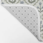 Lattice Block Print Floral - Blue Green Bath Mat Gallery Image 2