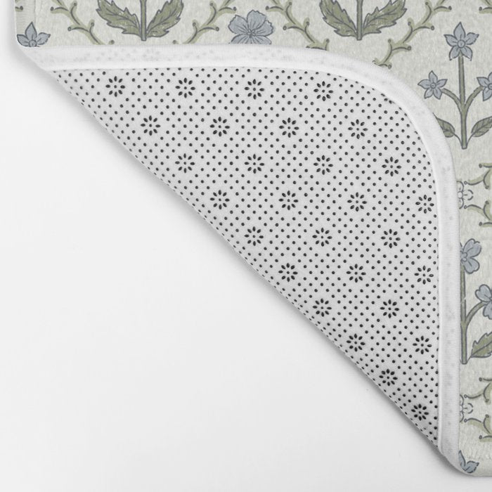 Lattice Block Print Floral - Blue Green Bath Mat Gallery Image 2