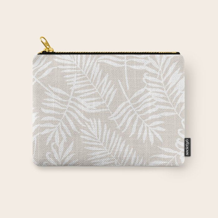 Tropical Palm Leaves - Palm Leaf Pattern - Sandy Beige Carry All Pouch Gallery Image 1