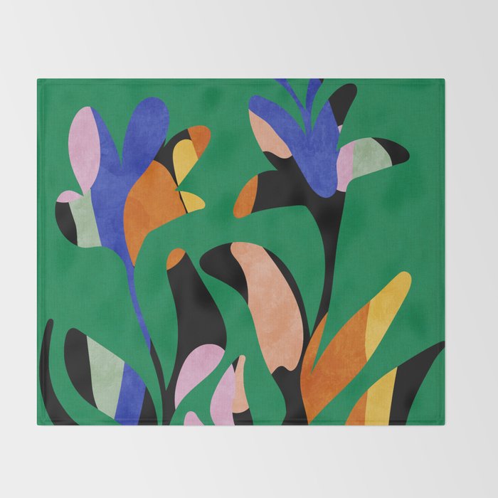 groovy floral abstract Throw Blanket Gallery Image 2