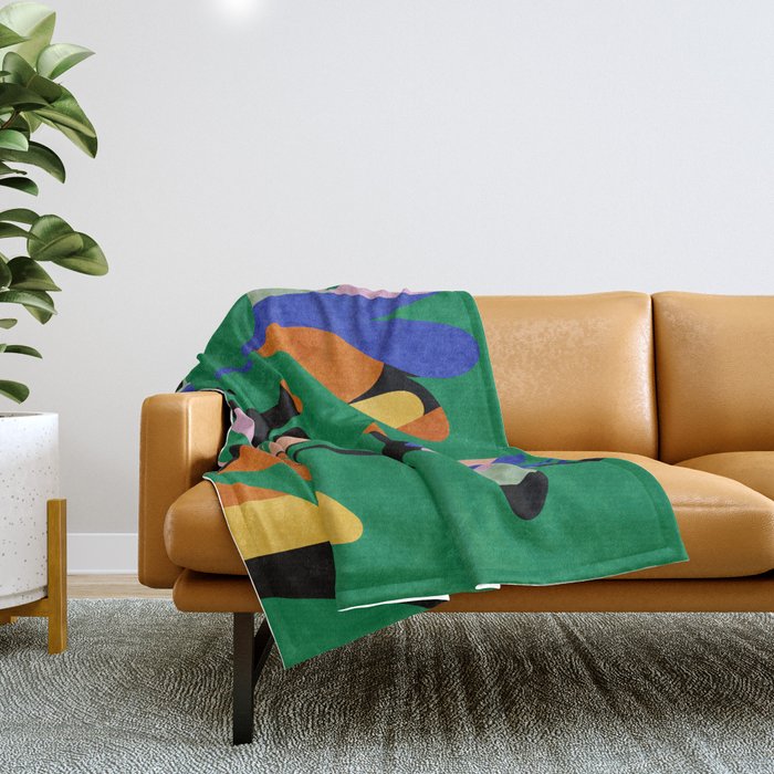 groovy floral abstract Throw Blanket Gallery Image 1