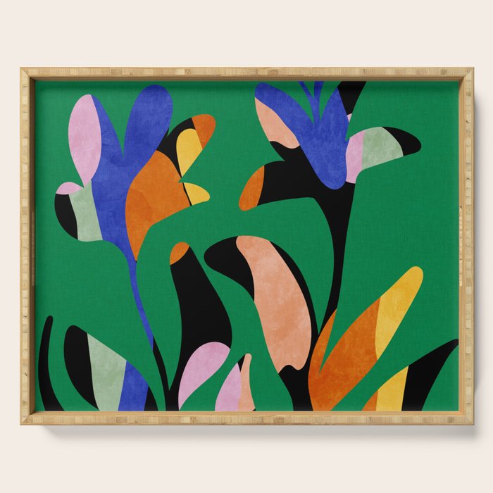 groovy floral abstract Serving Tray Gallery Image 1