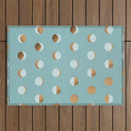 The Lunar Cycle â¢ Phases of the Moon â Copper & Robin's Egg Blue Palette Outdoor Rug Gallery Image 1