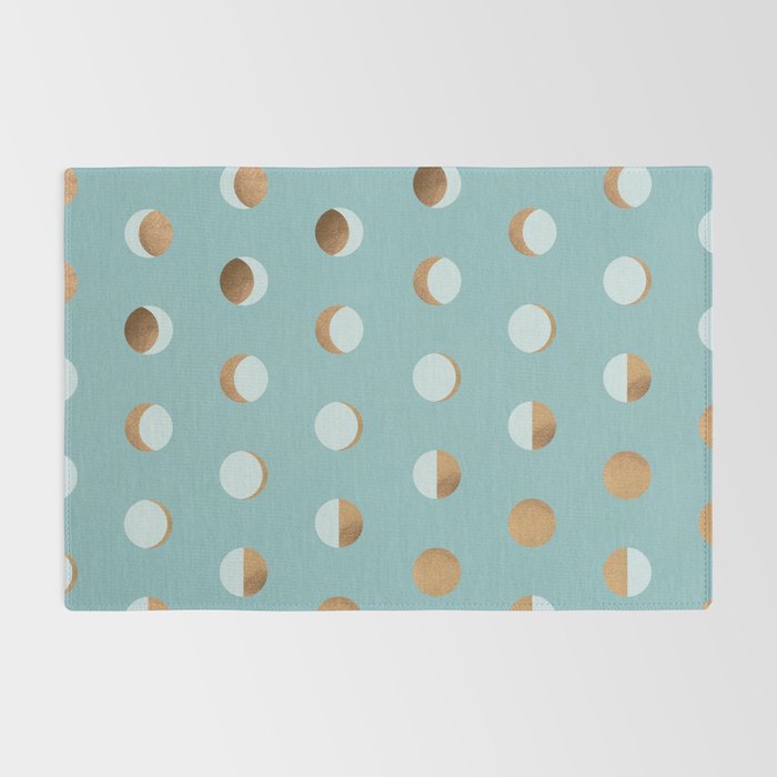 The Lunar Cycle â¢ Phases of the Moon â Copper & Robin's Egg Blue Palette Rug Gallery Image 2
