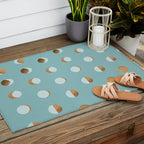The Lunar Cycle â¢ Phases of the Moon â Copper & Robin's Egg Blue Palette Outdoor Rug Gallery Image 2