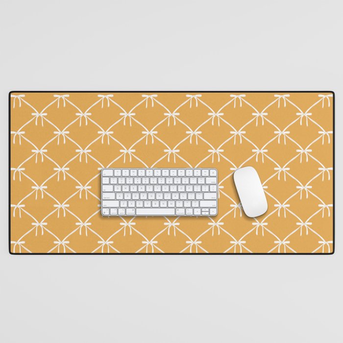 Bows & Ribbons Pattern XIX Peach Orange Desk Mat Gallery Image 1