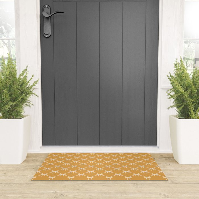 Bows & Ribbons Pattern XIX Peach Orange Welcome Mat Gallery Image 3