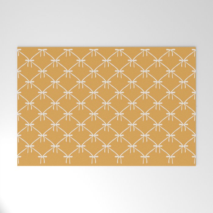 Bows & Ribbons Pattern XIX Peach Orange Welcome Mat Gallery Image 1