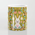 Bunny In The Garden - Ocre pattern  Coffee Mug Gallery Image 4