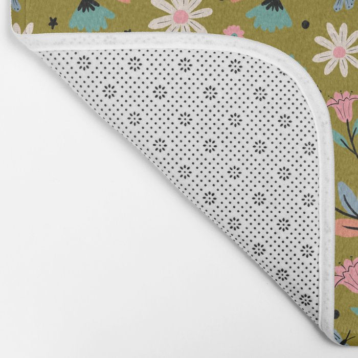 Bunny In The Garden - Ocre pattern  Bath Mat Gallery Image 2