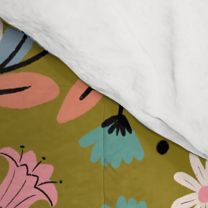 Bunny In The Garden - Ocre pattern  Comforter Gallery Image 4