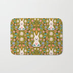 Bunny In The Garden - Ocre pattern  Bath Mat Gallery Image 1