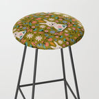 Bunny In The Garden - Ocre pattern  Stool Gallery Image 2