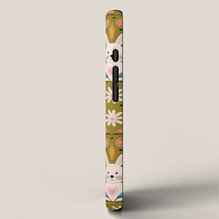 Bunny In The Garden - Ocre pattern  iPhone Case Gallery Image 2