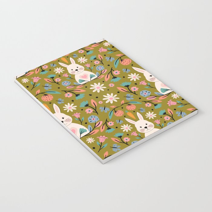 Bunny In The Garden - Ocre pattern  Notebook Gallery Image 3