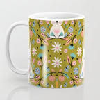 Bunny In The Garden - Ocre pattern  Coffee Mug Gallery Image 3