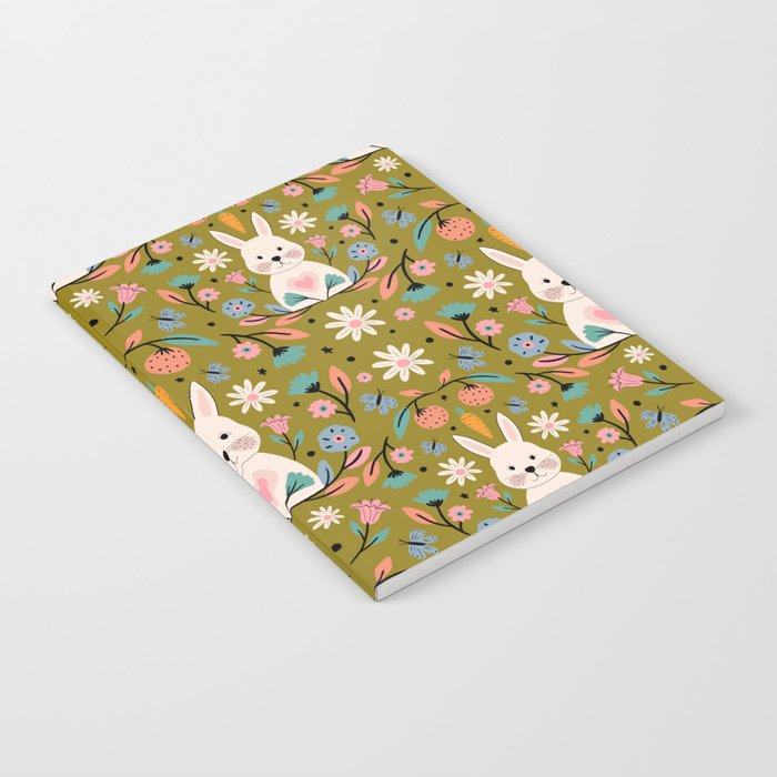 Bunny In The Garden - Ocre pattern  Notebook Gallery Image 2