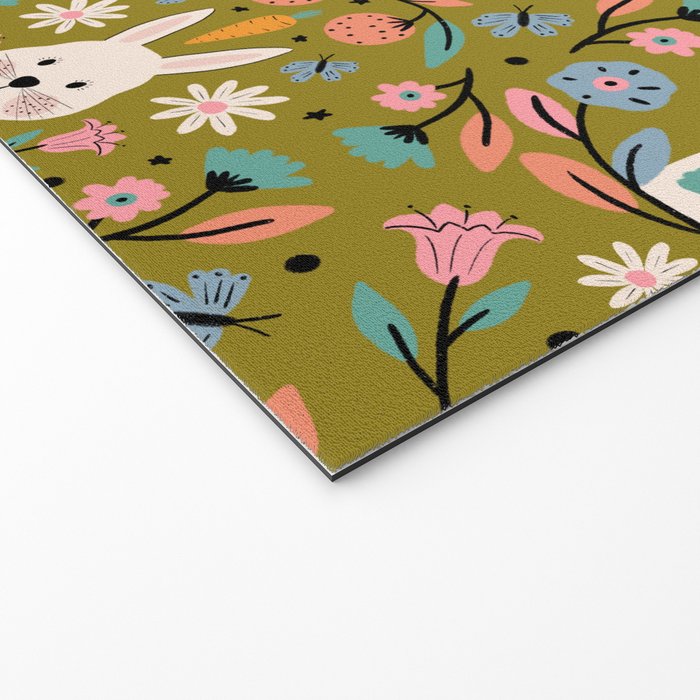 Bunny In The Garden - Ocre pattern  Welcome Mat Gallery Image 2