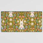 Bunny In The Garden - Ocre pattern  Desk Mat Gallery Image 3