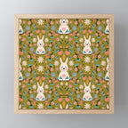 Bunny In The Garden - Ocre pattern  Mini Art Print Gallery Image 1