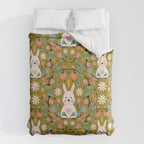 Bunny In The Garden - Ocre pattern  Comforter Gallery Image 6