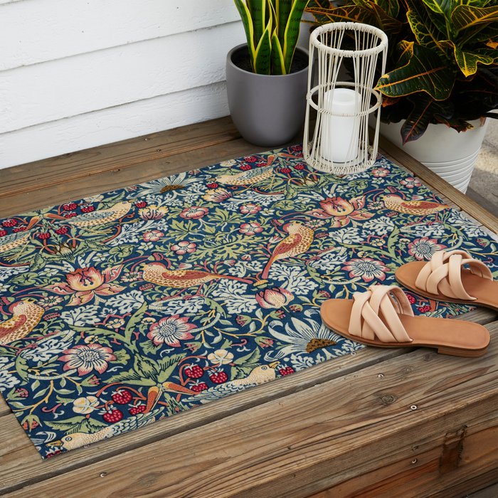 Strawberry Thief by William Morris  Outdoor Rug Gallery Image 2