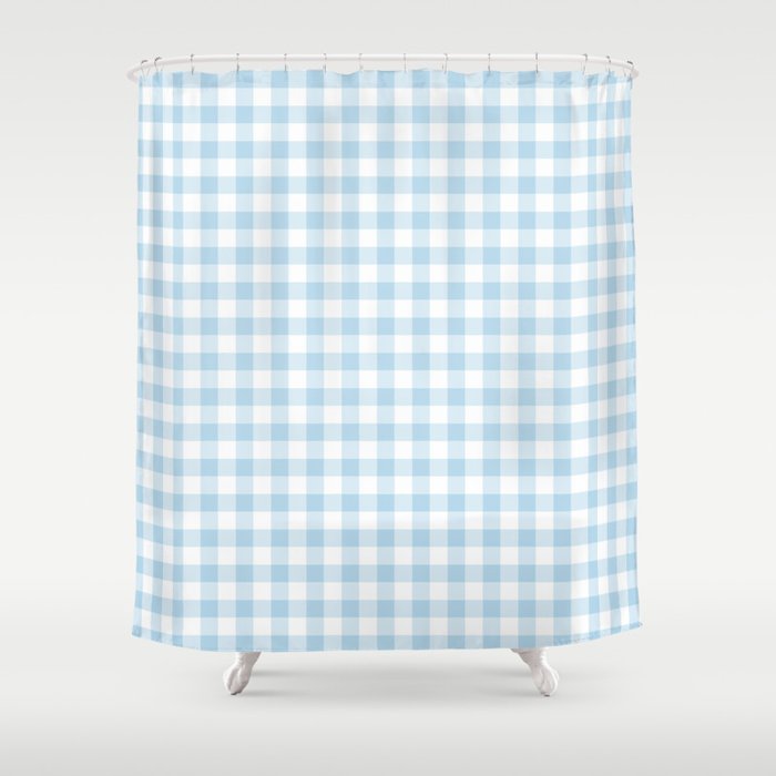 Gingham Light Blue - White Shower Curtain Gallery Image 1