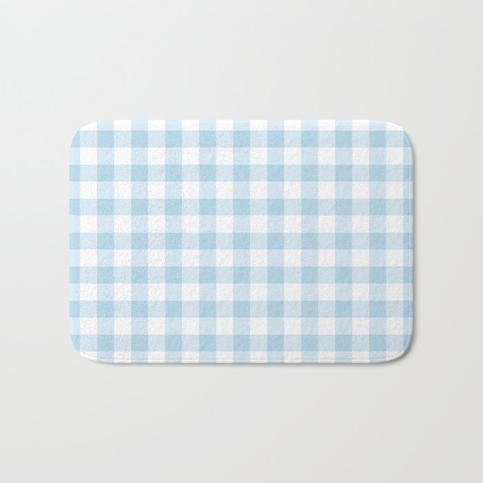 Gingham Light Blue - White Bath Mat Gallery Image 1