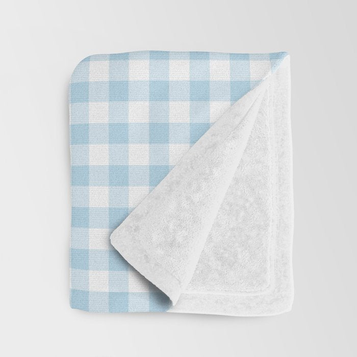 Gingham Light Blue - White Throw Blanket Gallery Image 3