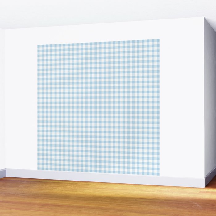 Gingham Light Blue - White Wall Mural Gallery Image 2