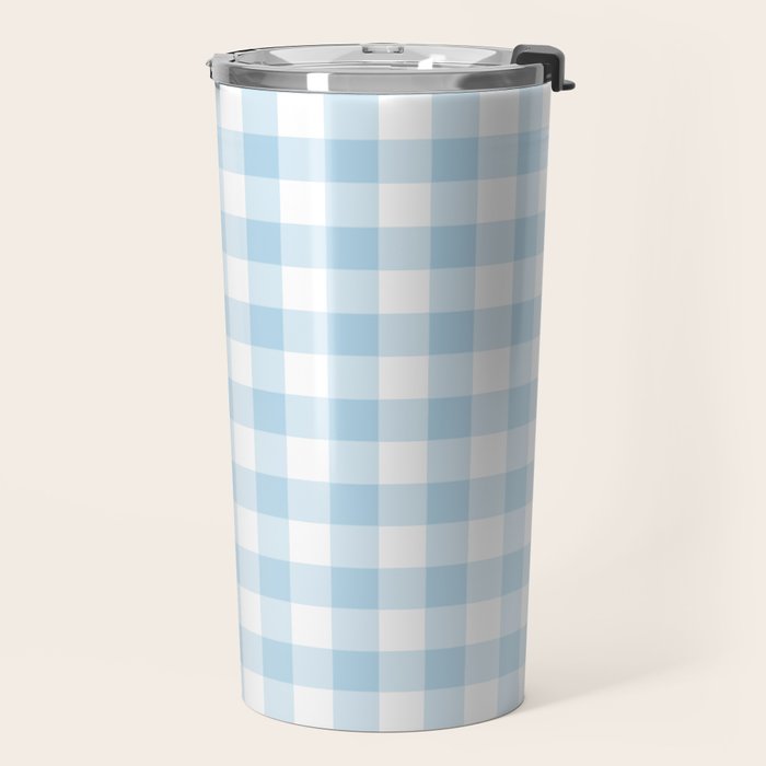 Gingham Light Blue - White Travel Mug Gallery Image 2