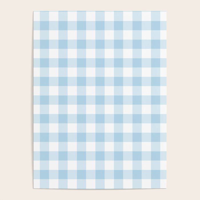 Gingham Light Blue - White Poster Gallery Image 1