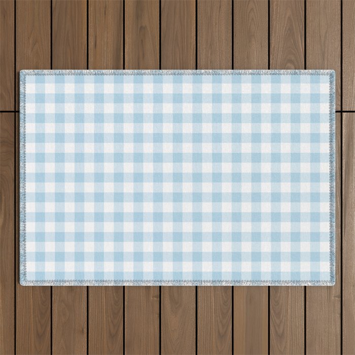 Gingham Light Blue - White Outdoor Rug Gallery Image 1