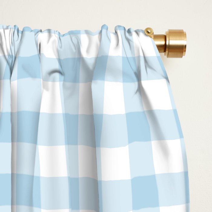 Gingham Light Blue - White Window Curtain Gallery Image 2