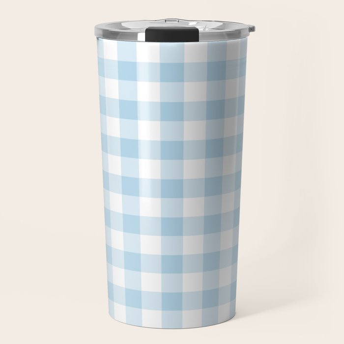 Gingham Light Blue - White Travel Mug Gallery Image 1